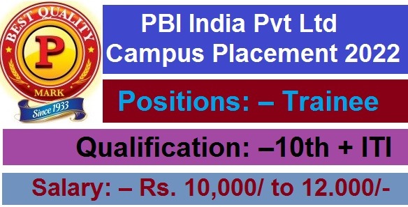 PBI India Pvt Ltd Campus Placement