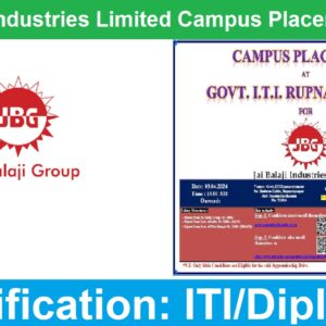 Jai Balaji Industries Limited Campus Placement 2024