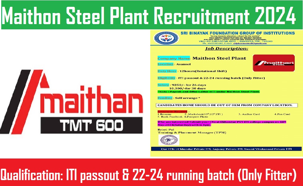 Maithon Steel Plant Recruitment 2024
