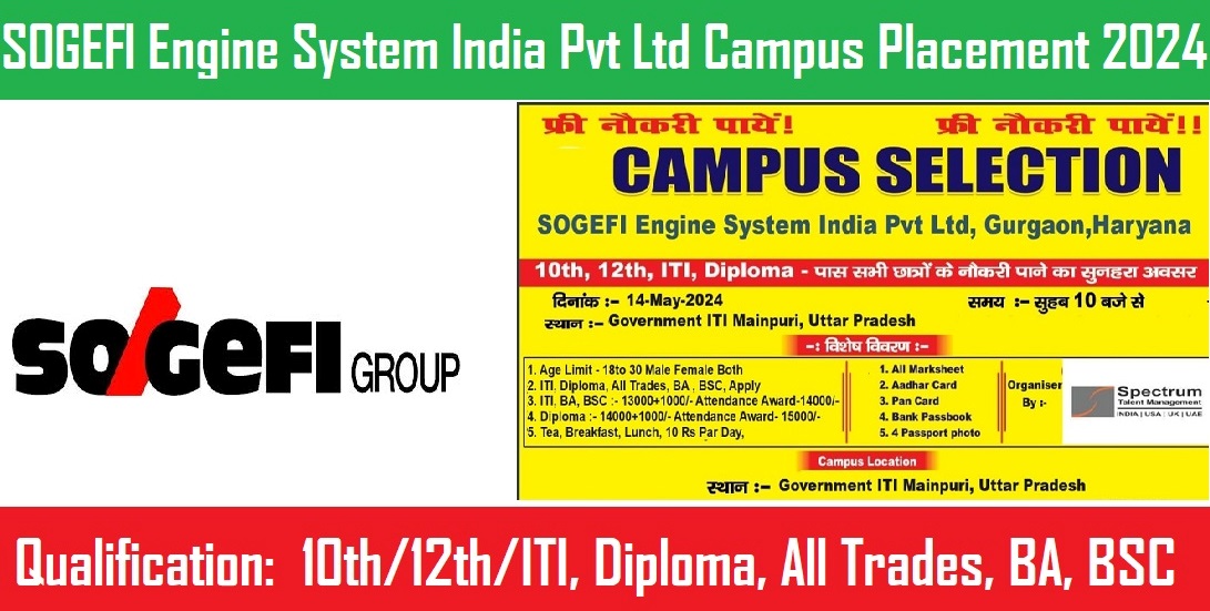 SOGEFI Engine System India Pvt Ltd Campus Placement 2024