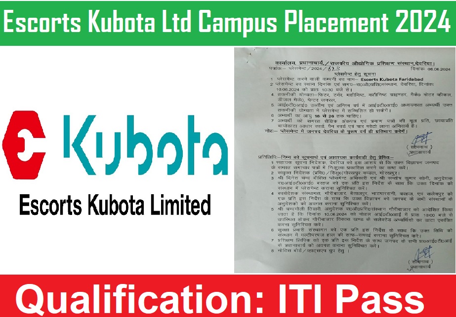 Escorts Kubota Ltd Campus Placement 2024